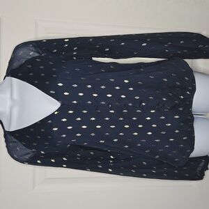 Haver London Navy Blouse W Gold M